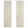 Cortinas opacas con ganchos 2 pzas terciopelo crema 140x225 cm