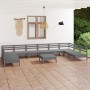Gartenmöbel-Set 11-teilig aus massivem grauem Kiefernholz von vidaXL, Gartensets - Ref: Foro24-3083431, Preis: 504,57 €, Raba...
