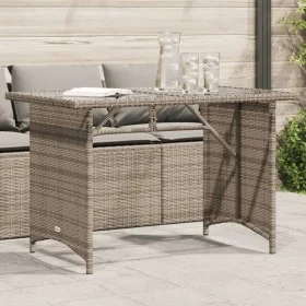 Mesa de jardín superficie de vidrio ratán PE gris 110x68x70 cm by vidaXL, Garden tables - Ref: Foro24-366352, Price: 98,09 €,...