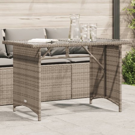 Gartentisch mit Glasoberfläche, graues PE-Rattan, 110x68x70 cm. von vidaXL, Gartentische - Ref: Foro24-366352, Preis: 99,70 €...