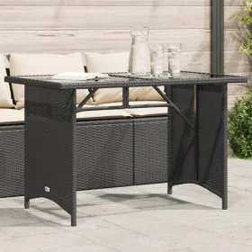 Gartentisch mit schwarzer PE-Rattan-Oberfläche aus Glas, 110x68x70 cm. von vidaXL, Gartentische - Ref: Foro24-366350, Preis: ...