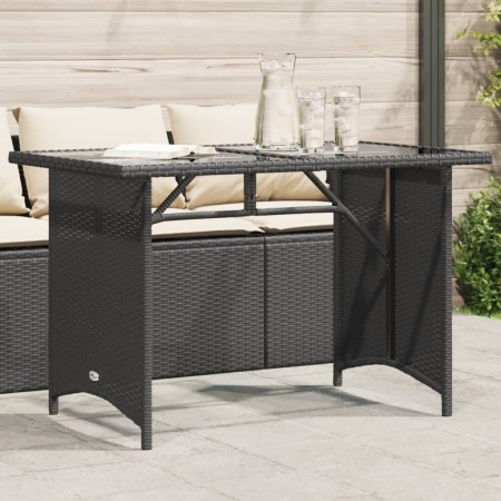 Gartentisch mit schwarzer PE-Rattan-Oberfläche aus Glas, 110x68x70 cm. von vidaXL, Gartentische - Ref: Foro24-366350, Preis: ...