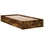 Smoked oak engineered wood bed with drawers 90x200 cm by vidaXL, Beds and slatted bases - Ref: Foro24-3280682, Price: 127,49 ...