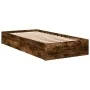 Smoked oak engineered wood bed with drawers 90x200 cm by vidaXL, Beds and slatted bases - Ref: Foro24-3280682, Price: 127,49 ...