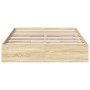Sonoma oak engineered wood bed with drawers 135x190 cm by vidaXL, Beds and slatted bases - Ref: Foro24-3280694, Price: 184,37...