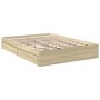 Sonoma oak engineered wood bed with drawers 135x190 cm by vidaXL, Beds and slatted bases - Ref: Foro24-3280694, Price: 184,37...
