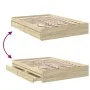 Bett aus Sonoma-Eichenholzwerkstoff mit Schubladen, 135 x 190 cm von vidaXL, Betten und Lattenroste - Ref: Foro24-3280694, Pr...