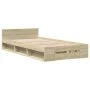 Sonoma oak engineered wood bed with drawer 90x190 cm by vidaXL, Beds and slatted bases - Ref: Foro24-3280785, Price: 127,38 €...