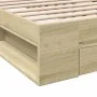 Sonoma oak engineered wood bed with drawer 90x190 cm by vidaXL, Beds and slatted bases - Ref: Foro24-3280785, Price: 127,38 €...