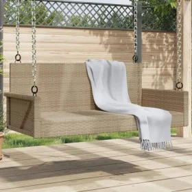 Banco columpio de ratán sintético beige 119x56x48 cm by vidaXL, garden benches - Ref: Foro24-365628, Price: 116,68 €, Discoun...