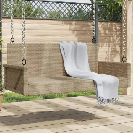 Banco columpio de ratán sintético beige 119x56x48 cm by vidaXL, garden benches - Ref: Foro24-365628, Price: 116,68 €, Discoun...