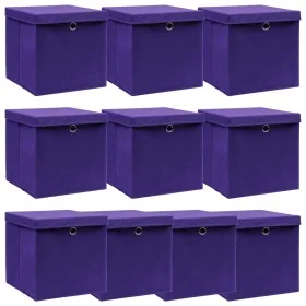 Storage boxes with lids 10 pcs purple fabric 32x32x32 cm by vidaXL, Storage baskets - Ref: Foro24-288356, Price: 66,07 €, Dis...