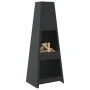 Chimenea de exterior con leñero y diseño de torre acero negro de vidaXL, Chimeneas - Ref: Foro24-4005750, Precio: 173,45 €, D...