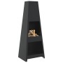 Chimenea de exterior con leñero y diseño de torre acero negro by vidaXL, Chimneys - Ref: Foro24-4005750, Price: 184,98 €, Dis...