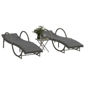 Liegestühle mit Tisch, 2 Stück, aus grauem synthetischem Rattan. von vidaXL, Liegen - Ref: Foro24-368265, Preis: 271,89 €, Ra...