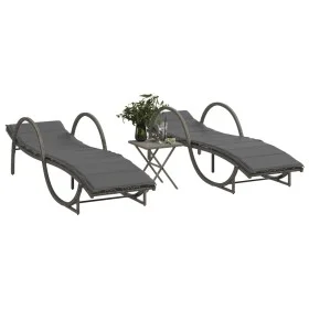 Tumbonas con mesita 2 unidades ratán sintético gris by vidaXL, Loungers - Ref: Foro24-368265, Price: 297,51 €, Discount: %