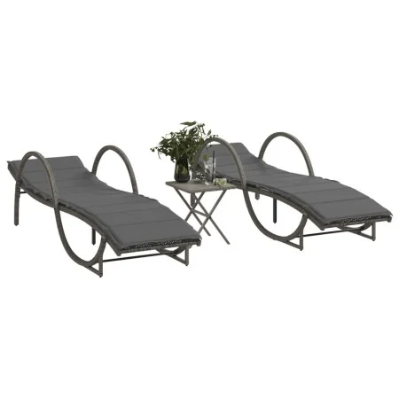Liegestühle mit Tisch, 2 Stück, aus grauem synthetischem Rattan. von vidaXL, Liegen - Ref: Foro24-368265, Preis: 297,51 €, Ra...