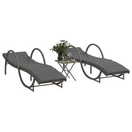 Liegestühle mit Tisch, 2 Stück, aus grauem synthetischem Rattan. von vidaXL, Liegen - Ref: Foro24-368265, Preis: 271,89 €, Ra...