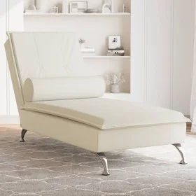 Sofá diván de masaje con cojín de terciopelo crema by vidaXL, Daybeds - Ref: Foro24-379457, Price: 153,45 €, Discount: %