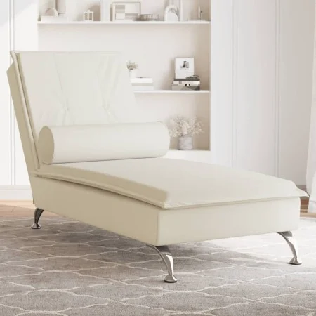 Sofá diván de masaje con cojín de terciopelo crema by vidaXL, Daybeds - Ref: Foro24-379457, Price: 153,45 €, Discount: %