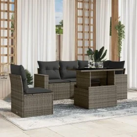 Gartenmöbel-Set, 6-teilig, mit grauen Polstern aus synthetischem Rattan. von vidaXL, Gartensets - Ref: Foro24-3267280, Preis:...