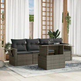 Juego de sofás jardín con cojines 5 pzas ratán sintético gris by vidaXL, Garden sets - Ref: Foro24-3267730, Price: 341,44 €, ...