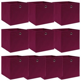 Cajas de almacenaje 10 uds tela rojo oscuro 32x32x32 cm