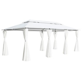 Cenador con cortinas 600x298x270 cm blanco 180g/m²