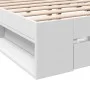 White engineered wood bed with drawers 120x190 cm by vidaXL, Beds and slatted bases - Ref: Foro24-3280776, Price: 202,46 €, D...