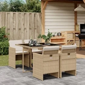 5-piece garden dining set with beige synthetic rattan cushions by vidaXL, Garden sets - Ref: Foro24-3277665, Price: 358,35 €,...