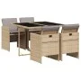 5-teiliges Garten-Essset mit beigen Kissen aus synthetischem Rattan von vidaXL, Gartensets - Ref: Foro24-3277667, Preis: 354,...