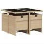 5-teiliges Garten-Essset mit beigen Kissen aus synthetischem Rattan von vidaXL, Gartensets - Ref: Foro24-3277667, Preis: 354,...