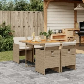 5-piece garden dining set with beige synthetic rattan cushions by vidaXL, Garden sets - Ref: Foro24-3277671, Price: 453,28 €,...
