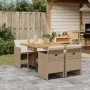 Set comedor de jardín 5 pzas con cojines ratán sintético beige de vidaXL, Conjuntos de jardín - Ref: Foro24-3277671, Precio: ...