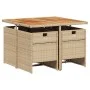 Set comedor de jardín 5 pzas con cojines ratán sintético beige de vidaXL, Conjuntos de jardín - Ref: Foro24-3277671, Precio: ...