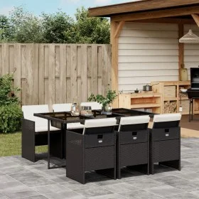7-piece garden dining set and black synthetic rattan cushions by vidaXL, Garden sets - Ref: Foro24-3277673, Price: 517,40 €, ...