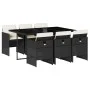 Set de comedor de jardín 7 pzas y cojines ratán sintético negro de vidaXL, Conjuntos de jardín - Ref: Foro24-3277673, Precio:...