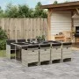 Garden dining set 9 pieces with light gray synthetic rattan cushions by vidaXL, Garden sets - Ref: Foro24-3277690, Price: 711...