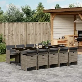 Garten-Essgruppe 11-teilig und graue synthetische Rattankissen von vidaXL, Gartensets - Ref: Foro24-3277699, Preis: 931,52 €,...