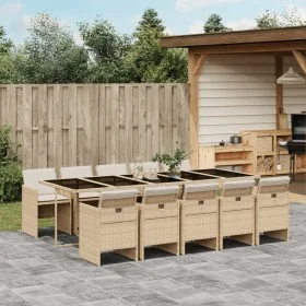11-piece garden dining set with beige synthetic rattan cushions by vidaXL, Garden sets - Ref: Foro24-3277701, Price: 932,80 €...