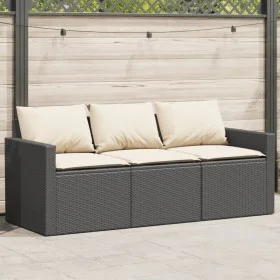 3-seater garden sofa with black synthetic rattan cushions by vidaXL, Outdoor sofas - Ref: Foro24-366340, Price: 205,32 €, Dis...