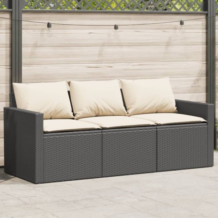 3-seater garden sofa with black synthetic rattan cushions by vidaXL, Outdoor sofas - Ref: Foro24-366340, Price: 196,13 €, Dis...