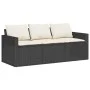 3-Sitzer-Gartensofa mit schwarzen synthetischen Rattankissen von vidaXL, Outdoor-Sofas - Ref: Foro24-366340, Preis: 205,32 €,...