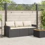 3-Sitzer-Gartensofa mit schwarzen synthetischen Rattankissen von vidaXL, Outdoor-Sofas - Ref: Foro24-366340, Preis: 205,32 €,...
