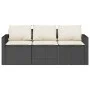 3-Sitzer-Gartensofa mit schwarzen synthetischen Rattankissen von vidaXL, Outdoor-Sofas - Ref: Foro24-366340, Preis: 205,32 €,...