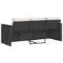 3-Sitzer-Gartensofa mit schwarzen synthetischen Rattankissen von vidaXL, Outdoor-Sofas - Ref: Foro24-366340, Preis: 205,32 €,...