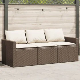 Garden sofa with cushions 3 seater brown synthetic rattan by vidaXL, Outdoor sofas - Ref: Foro24-366342, Price: 210,94 €, Dis...