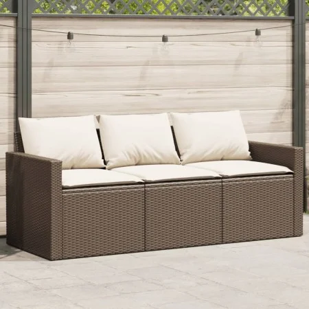 Gartensofa mit Kissen, 3-Sitzer, braunes synthetisches Rattan von vidaXL, Outdoor-Sofas - Ref: Foro24-366342, Preis: 210,94 €...