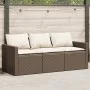 Gartensofa mit Kissen, 3-Sitzer, braunes synthetisches Rattan von vidaXL, Outdoor-Sofas - Ref: Foro24-366342, Preis: 210,94 €...