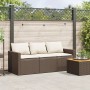 Garden sofa with cushions 3 seater brown synthetic rattan by vidaXL, Outdoor sofas - Ref: Foro24-366342, Price: 204,48 €, Dis...